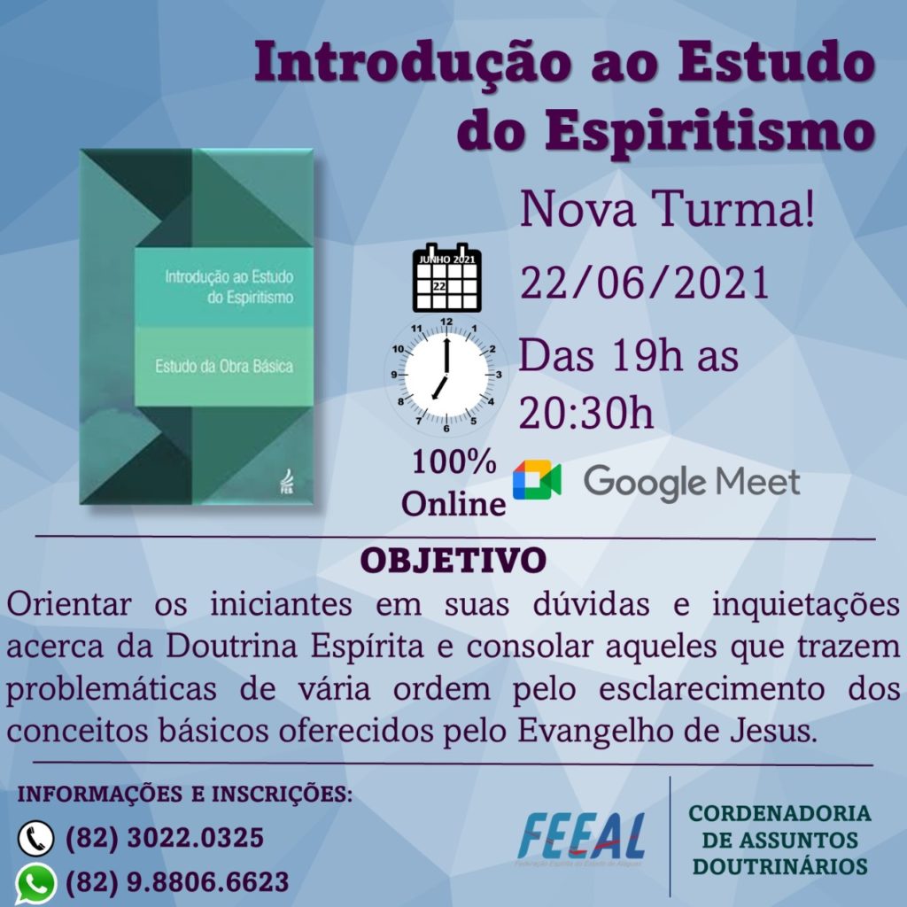 CAD abre turma de Introdução ao Estudo do Espiritismo FEEAL