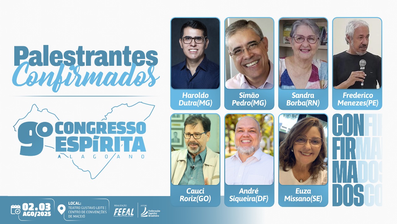 Palestrantes confirmados do 9º Congresso Espírita Alagoano