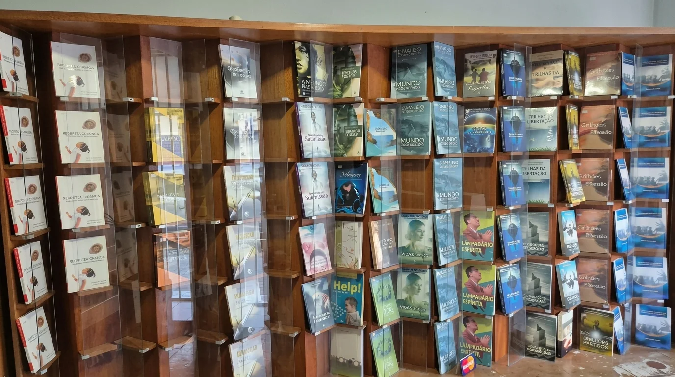 Expositor de livros espíritas e obras infantojuvenis